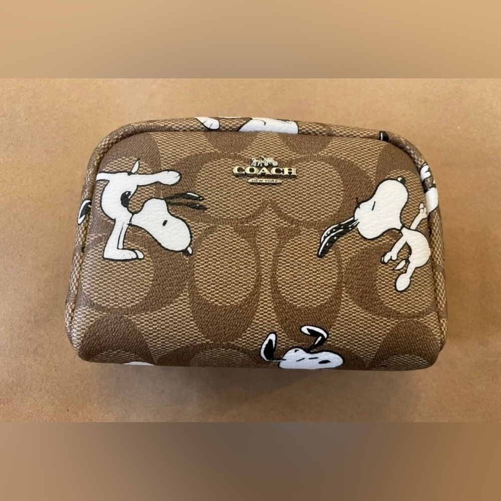 Coach x peanuts mini boxy cosmetic case
